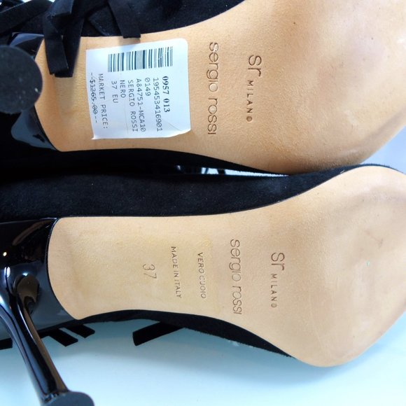 NIB$1265 SERGIO ROSSI Fringed Ankle Suede Booties Pointed Toe Stiletto Heels 37 - Picture 14 of 16